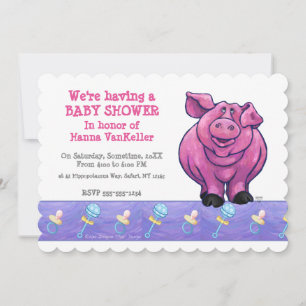 Invitación Cute Pig Baby Shower