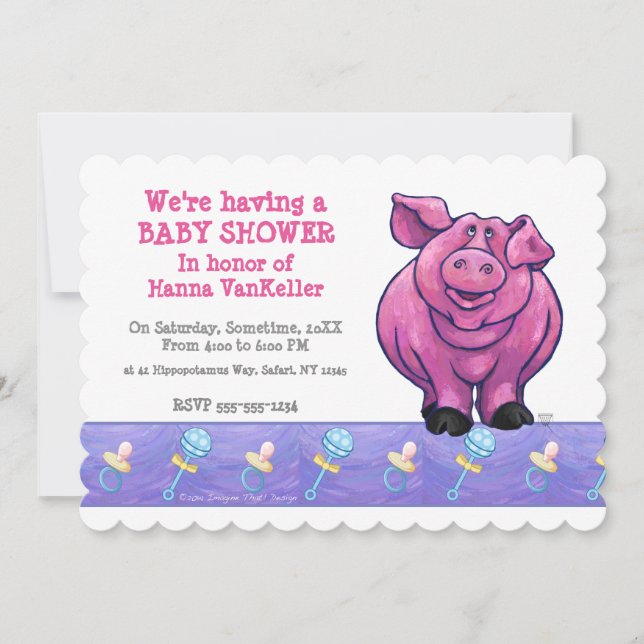 Invitación Cute Pig Baby Shower (Anverso)