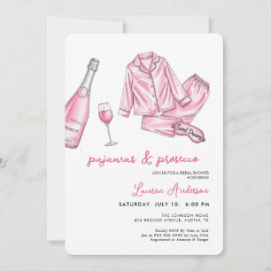 Invitación Cute pijamas y Prosecco ducha de novias