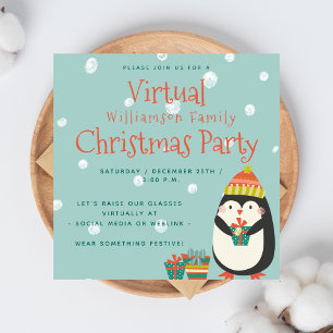 Invitación Cute pingüino Fiesta de Navidades
