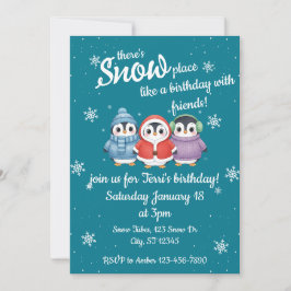 Invitación Cute pingüino "hay lugar de la nieve" Fiesta de cu