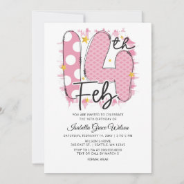 Invitación Cute Pink 14 Febrero San Valentín