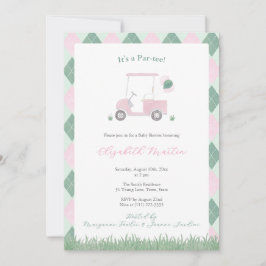 Invitación Cute Pink And Green Golf Theme Baby Girl Shower