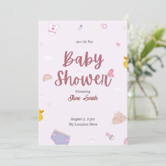 Invitación Cute Pink Boho Baby Shower