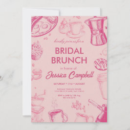 Invitación Cute Pink Bridal Brunch With Bride Bridal Shower