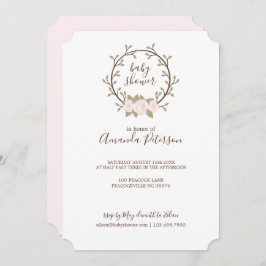 Invitación Cute Pink Floral Wreath Baby Shower