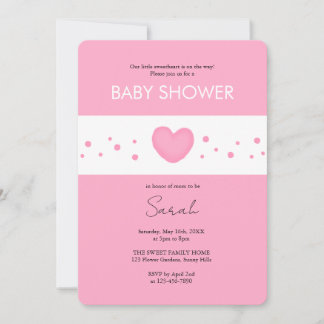 Invitación Cute Pink Heart Baby Shower Invitation