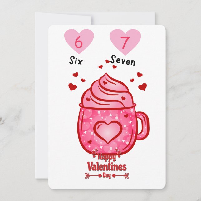 Invitación Cute Pink Heart Mug Valentine's Day Greeting Card (Anverso)