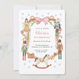Invitación Cute Pink Nutcracker Christmas Girl Birthday 