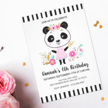Cute Pink Panda Girls Birday Party