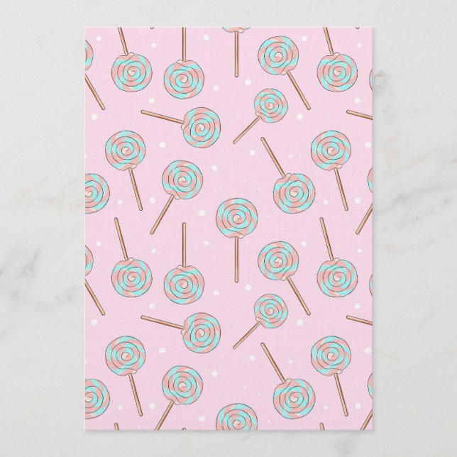 Invitación Cute Pink Pastel Lollipop Seamless Pattern (Anverso)