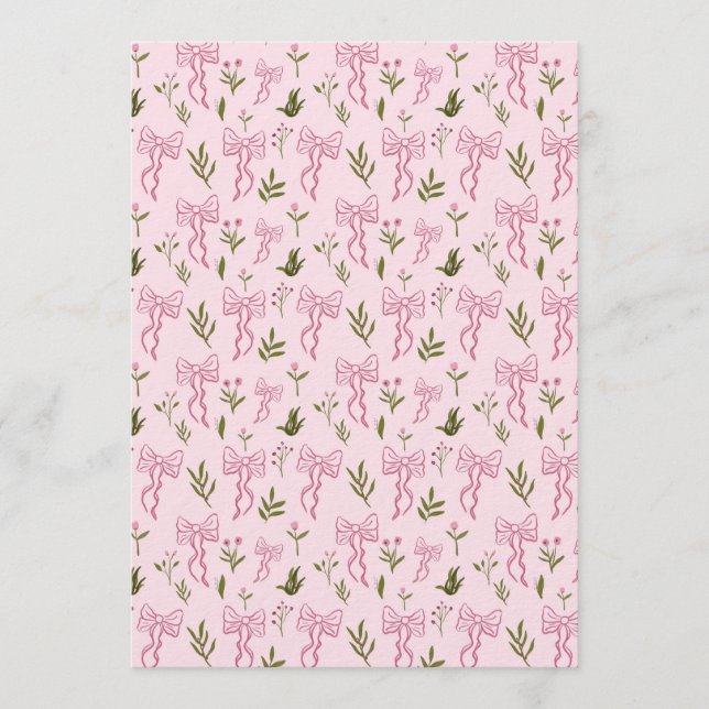 Invitación Cute Pink Ribbon Floral Seamless Pattern (Anverso)