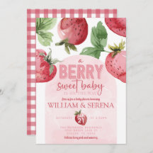 Cute Pink Strawberry Berry Sweet Baby Shower