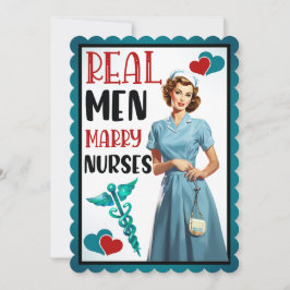 Invitación Cute Pinup_ Hombres de verdad se casan con enferme