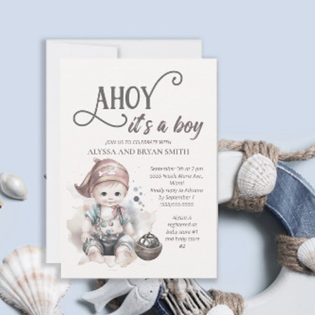 Invitación Cute Pirate Ahoy es un niño Baby Shower (Subido por el creador)