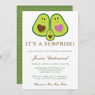 Invitación Cute Plaid Aguacate Género Neutral Baby Shower