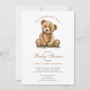 Invitación Cute, podemos esperar a que Teddy Bear Baby Shower