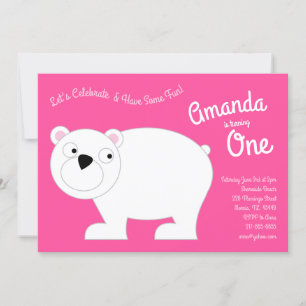 Invitación Cute Polar Oso Niños Primer Fiesta de Cumpleaños R