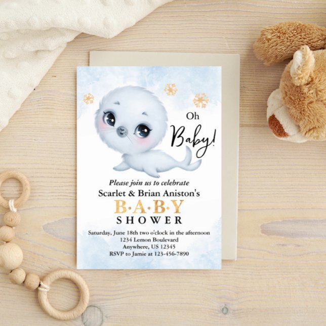 Invitación Cute Polar Seol Arctic Baby Shower (Subido por el creador)