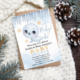 Invitación Cute Polar Seol Arctic Baby Shower