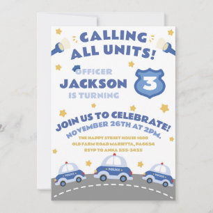 Invitación Cute Police Invitation for Birthday Officer Patrol