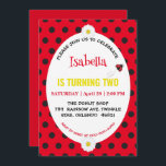 Invitación Cute Polka dot Ladybug Daisy Kids Birthday Partry<br><div class="desc">Cute Polka dot Ladybug Daisy Flor Floral Niños  Fiesta de cumpleaños Personalizar nombre</div>