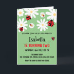 Invitación Cute Polka dot Ladybug Daisy Kids Birthday Partry<br><div class="desc">Cute Polka dot Ladybug Daisy Flor Floral Niños  Fiesta de cumpleaños Personalizar nombre</div>