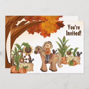 Invitación Cute Pony y Scarecrow Fall