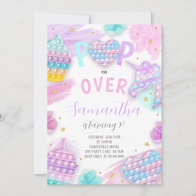 Invitación Cute Pop It Fidget (Anverso)