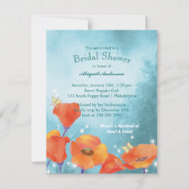 Invitación Cute Poppy Floral Bridal Shower
