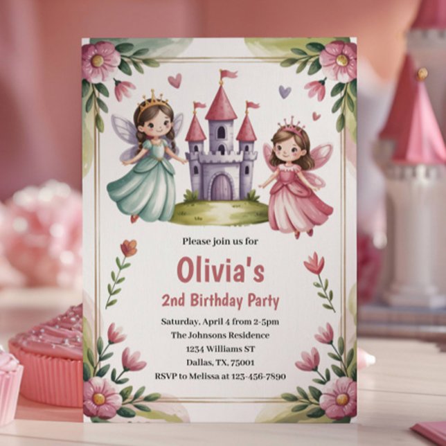 Invitación Cute Princess Fairy 2nd Birthday Party (Subido por el creador)