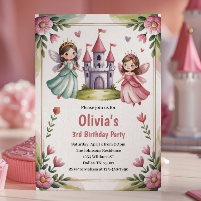 Invitación Cute Princess Fairy 3rd Birthday Party (Subido por el creador)