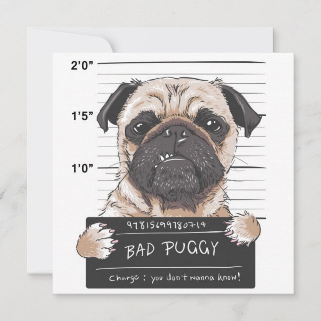 Invitación Cute Pug (Anverso)