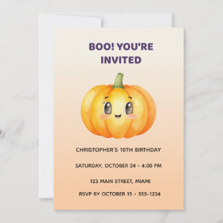Invitación Cute Pumpkin Halloween Birthday Invitation | Kids