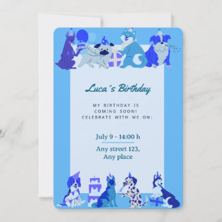 Invitación Cute Puppy Birthday Invitation for Boys