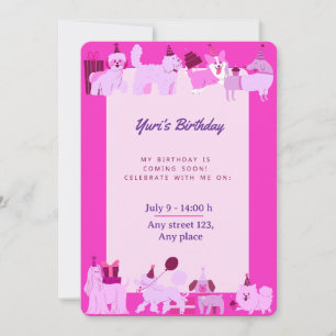 Invitación Cute Puppy Birthday Invitation for Girls