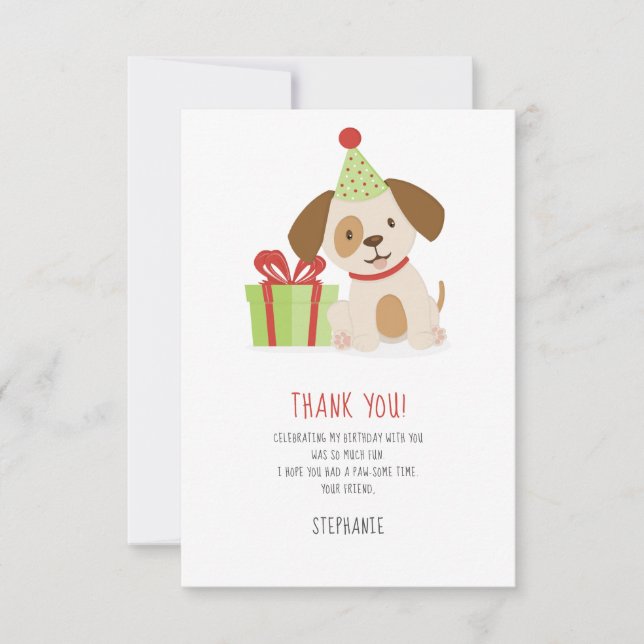 Invitación Cute Puppy Cumpleaños Gracias (Anverso)