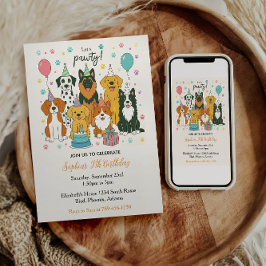 Invitación Cute Puppy Dogs Boy 5th Birthday Party