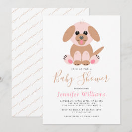 Invitación Cute Puppy Simple Baby Shower Neutral Personalizad