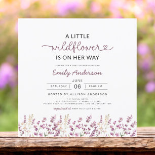 Invitación Cute Purple Lilac Un Pequeño Baby Shower De Flor S
