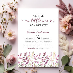 Invitación Cute Purple Lilac Un Pequeño Baby Shower De Flor S