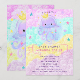 Invitación Cute Purple Princess Jellyfish Chica Baby Shower