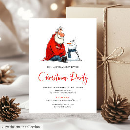 Invitación Cute Quirky Santa Claus Watercolor Christmas Party