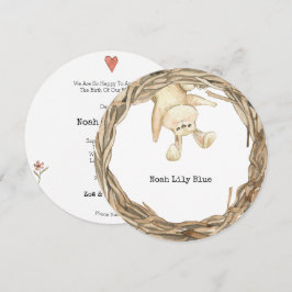 Invitación Cute Rabbit Animal Baby Girl Announcement Card