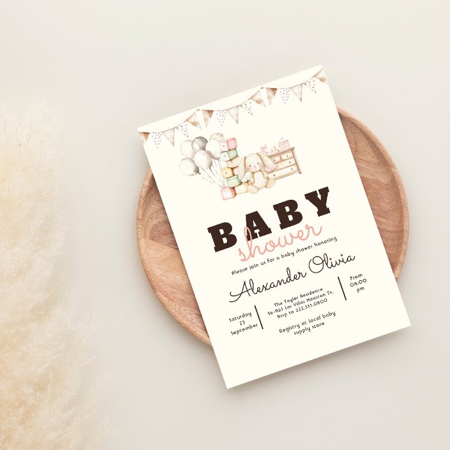 Invitación Cute Rabbit Boho Baby Shower (Subido por el creador)