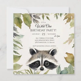 Invitación Cute Raccoon Wild One Primer Fiesta de cumpleaños