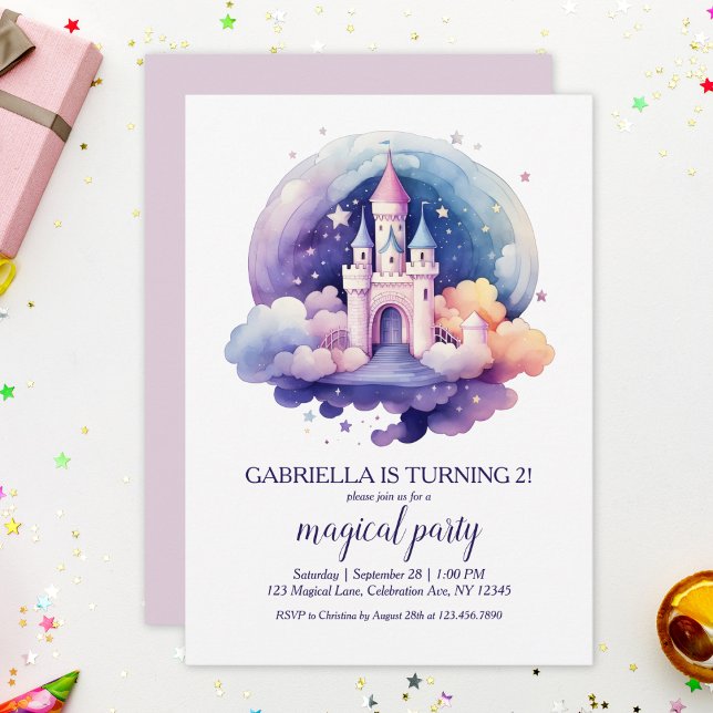 Invitación Cute Rainbow Fairytale Castle Girls Birday Party (Subido por el creador)