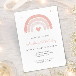 Invitación Cute Rainbow Watercolor 1er cumpleaños