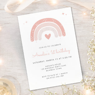 Invitación Cute Rainbow Watercolor 1er cumpleaños
