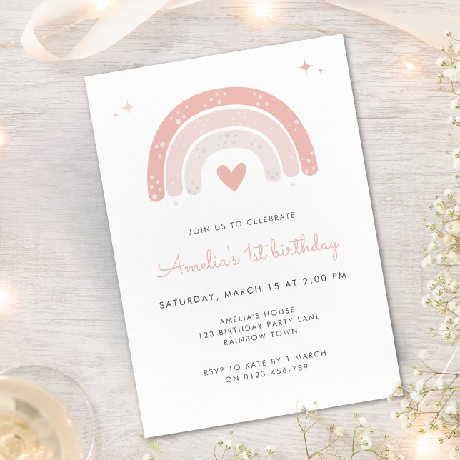 Invitación Cute Rainbow Watercolor 1er cumpleaños (Subido por el creador)